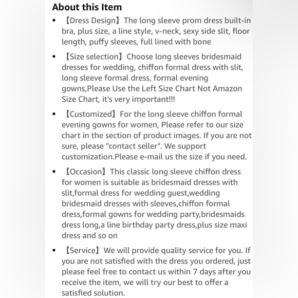 Long Sleeve Bridesmaid Dresses for Women Chiffon evening Dress with Slit - Picture 9 of 10